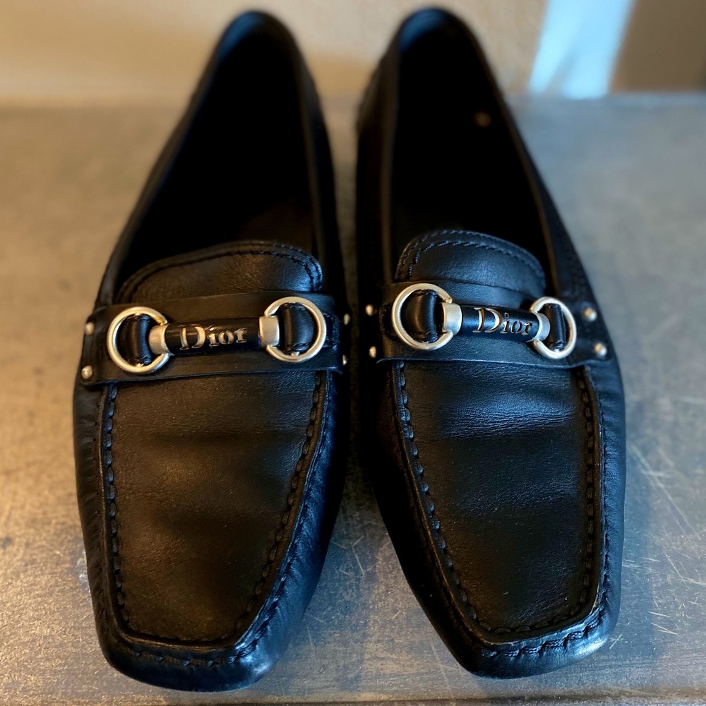 Women's Dior Black Grained Calfskin Loafers